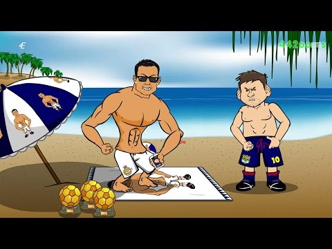 ?MESSI rings RONALDO?? for ADVICE! (Champions League Preview Parody Cartoon Juve vs Barcelona)