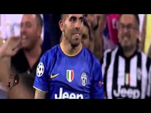 Juventus players celebrate on the stadium  after qualifying for the Champions League final 2015