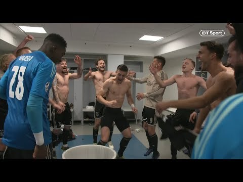 Amazing scenes! Ajax players celebrate in Juventus stadium dressing room!