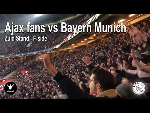 Ajax F-side fans vs Bayern Munich 2018 – amazing atmosphere, very loud!