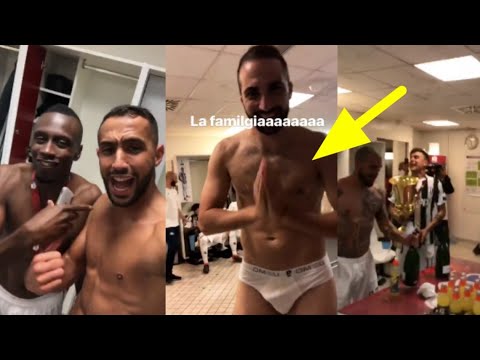 Juventus Players Dressing Room Celebrations After Win The Coppa Italia Cup. Juventus 4-0 AC Milan